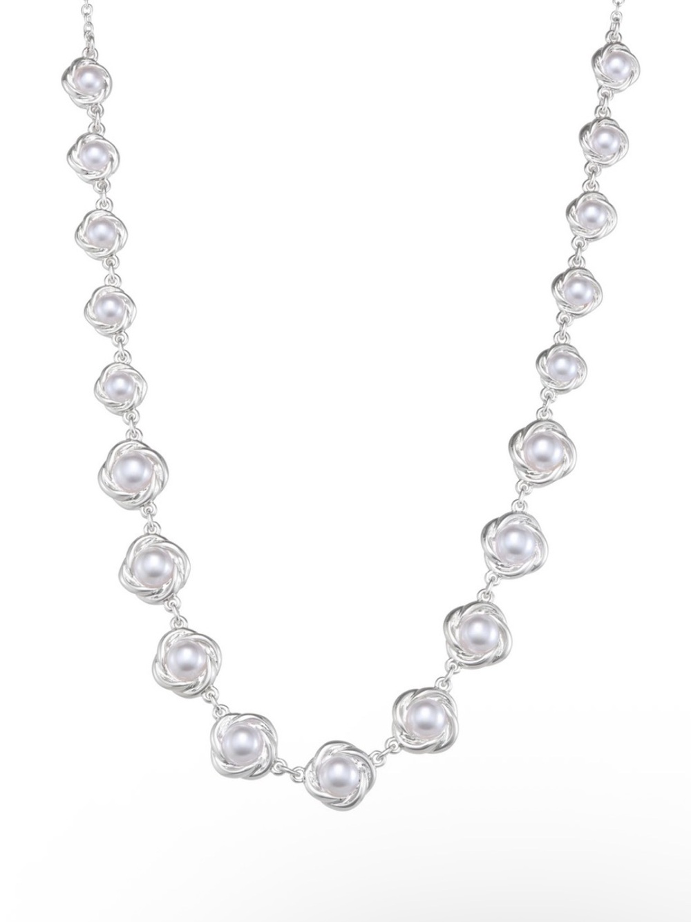 You're Invited Silver Lab Created Pearl Collar Necklace